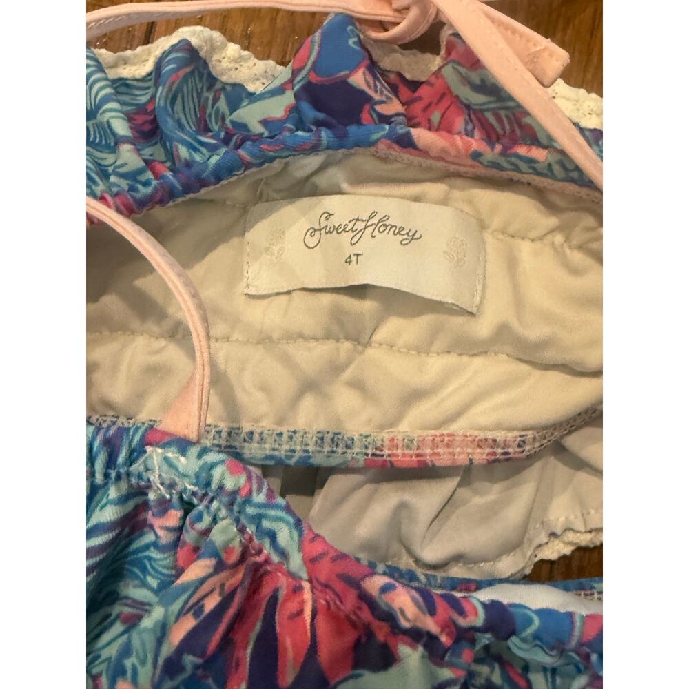 SweetHoney NWT Maxi Dress 3T & Matching Bikini 4T Tropical Palm Bundle - Picture 5 of 12